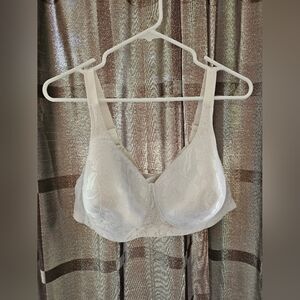 Playtex Wireless Bra, White, 4 Hooks, Style 4434, Floral Pattern, Size 44C